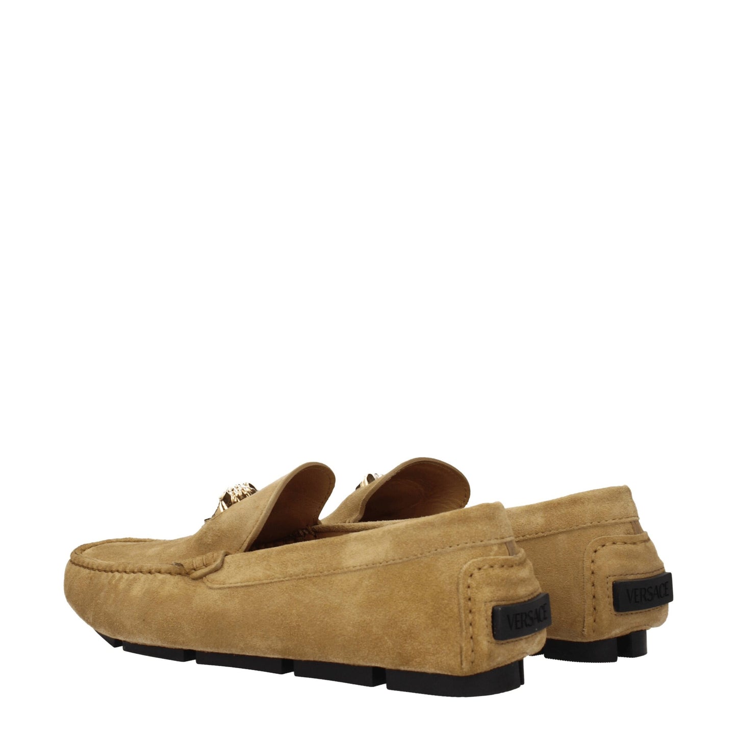 Beige Leather Slip-On Loafers