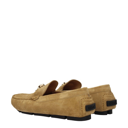 Beige Leather Slip-On Loafers