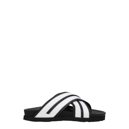 White Leather Slippers Sandals