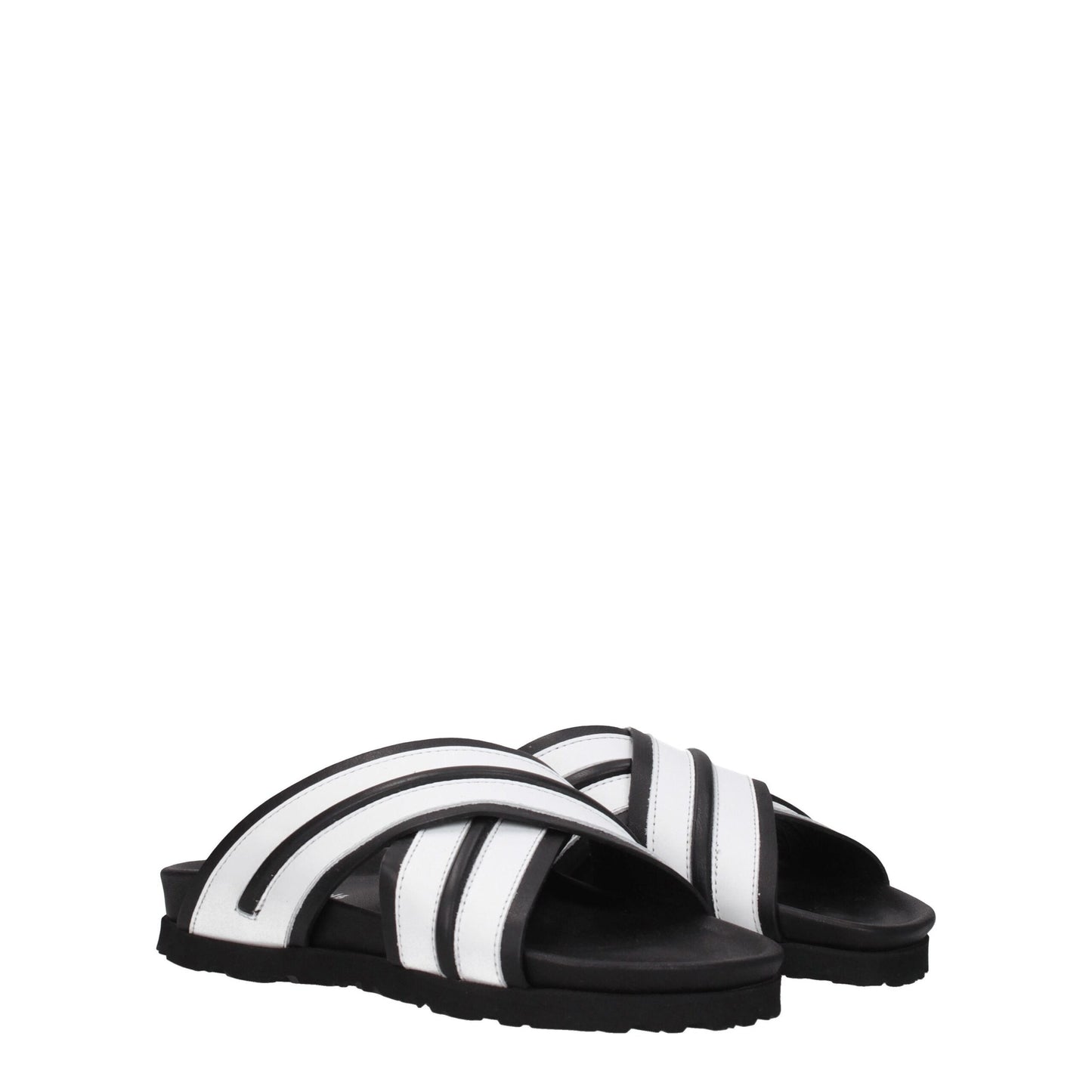 White Leather Slippers Sandals