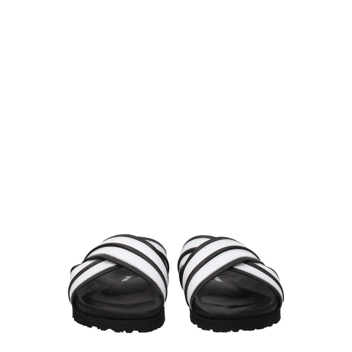 White Leather Slippers Sandals