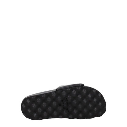 Black Leather Slippers Sandals