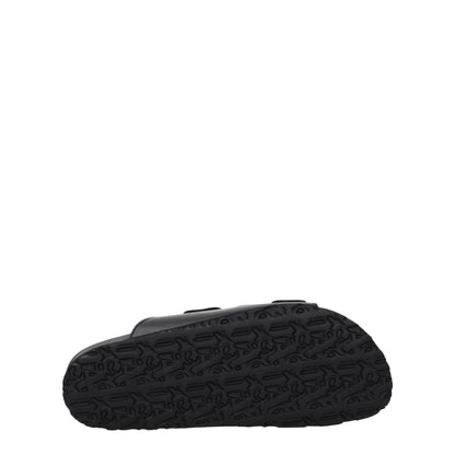 Black Leather Slippers Sandals