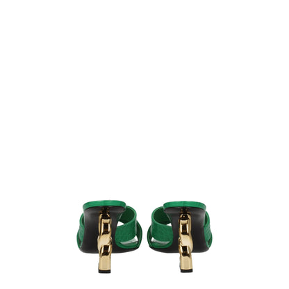 Green Leather Flat Sandals