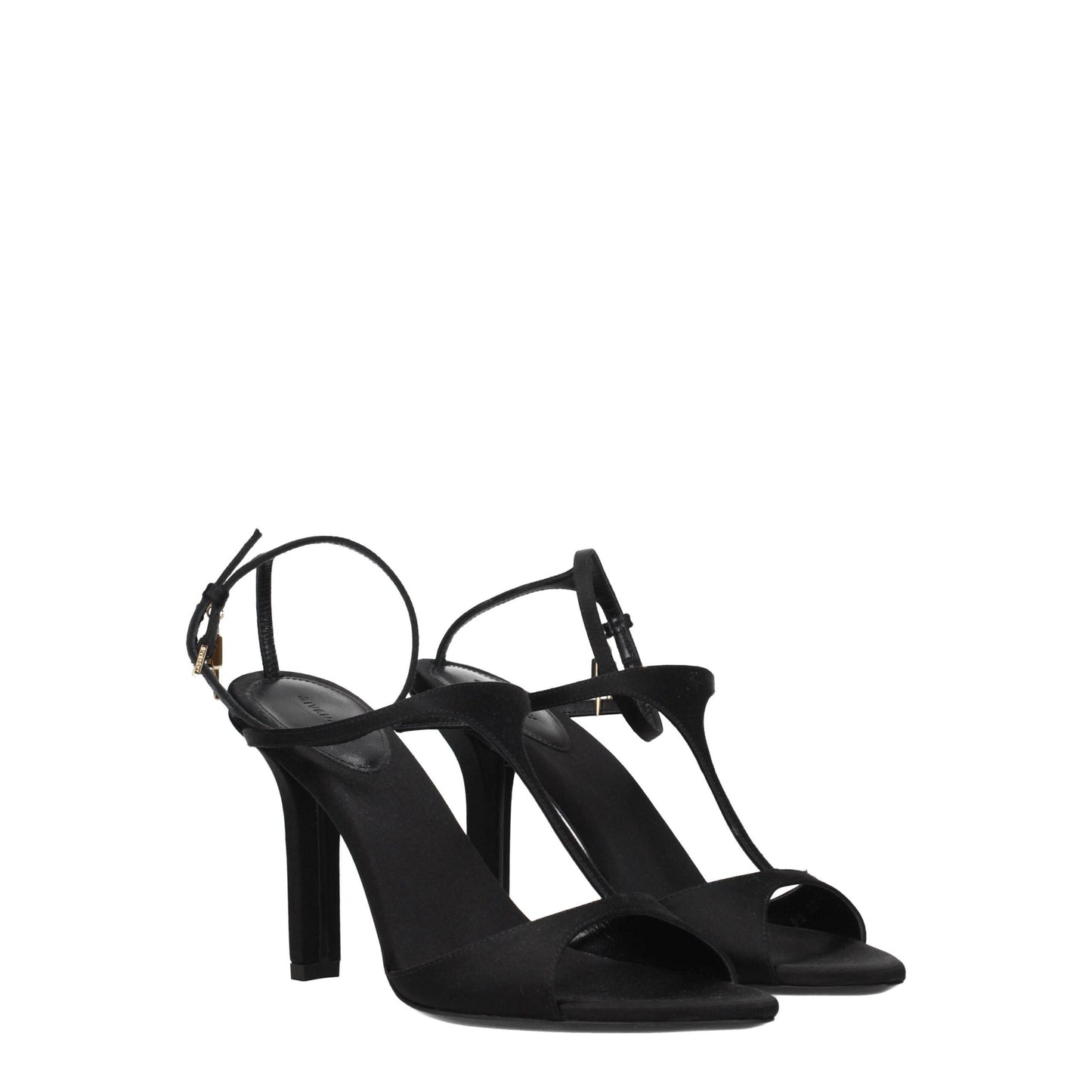 Black Satin Stiletto Heels Sandals