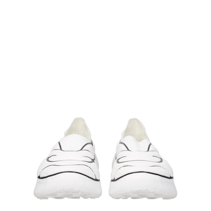White Fabric Low Tops