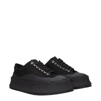 Black Fabric Chunky Sneakers