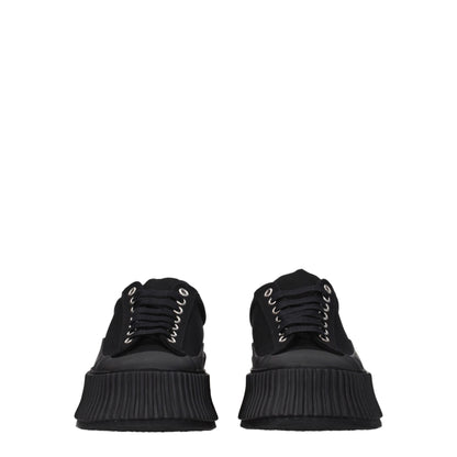 Black Fabric Chunky Sneakers