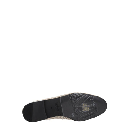 Beige Fabric Slip-On Loafers
