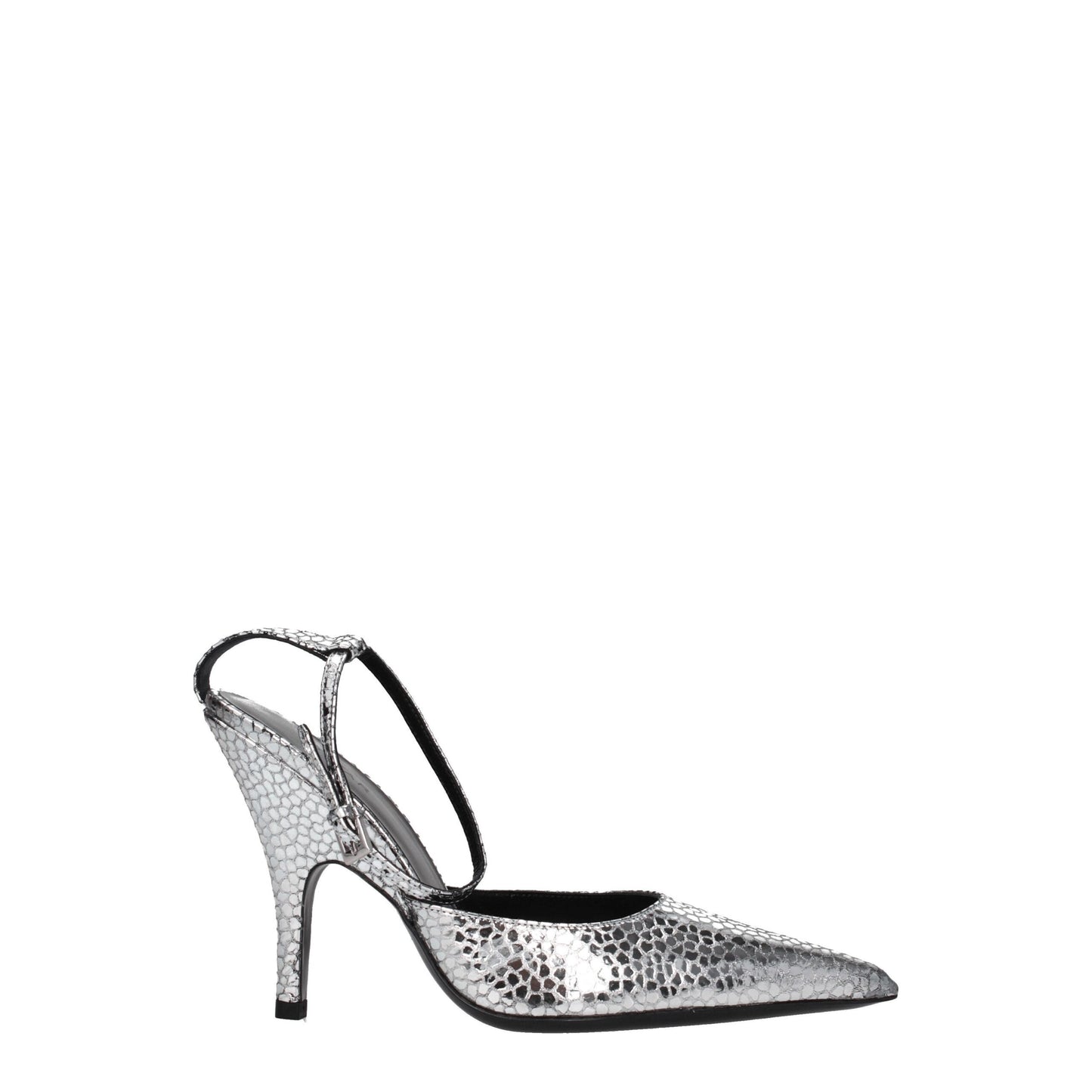 Gray Leather High Heel Pumps