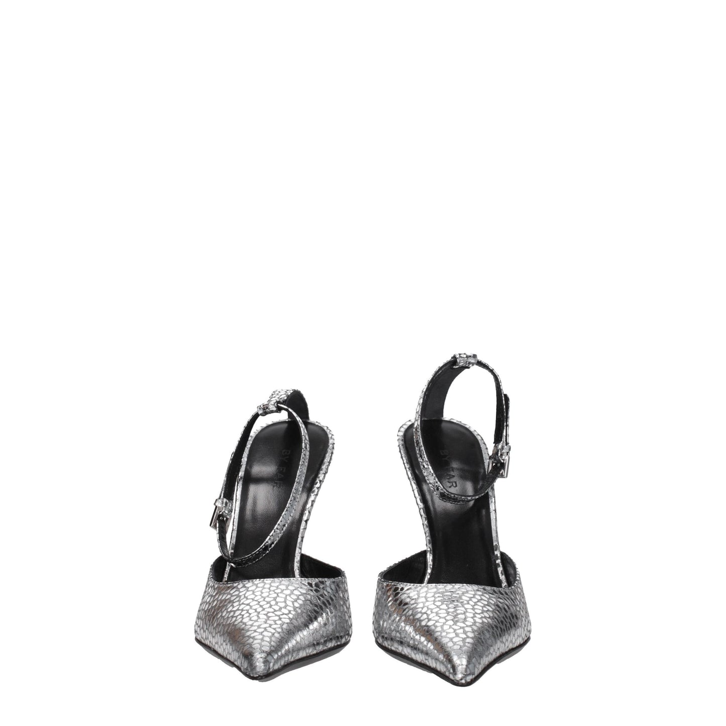 Gray Leather High Heel Pumps
