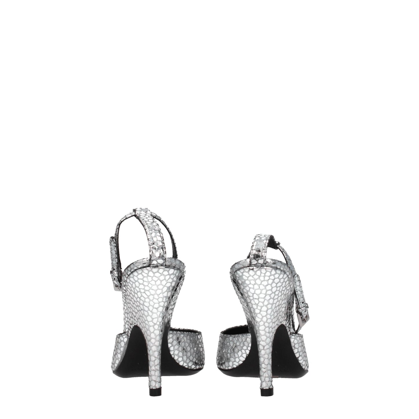 Gray Leather High Heel Pumps