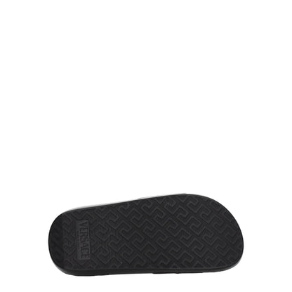 Black Leather Slippers Sandals