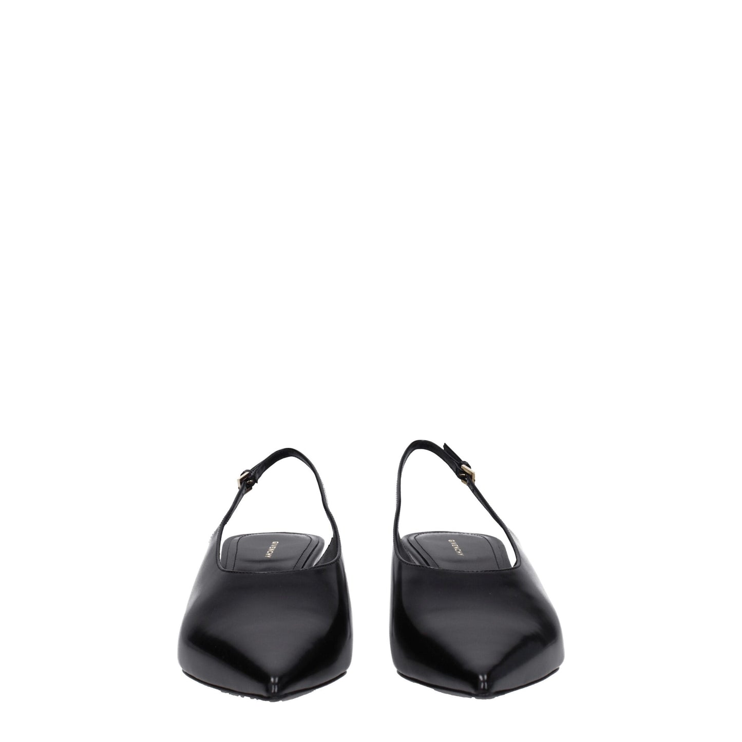 Black Leather Mid Heel Pumps