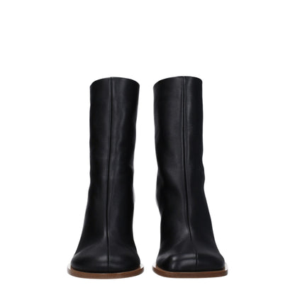 Black Leather Ankle Boots