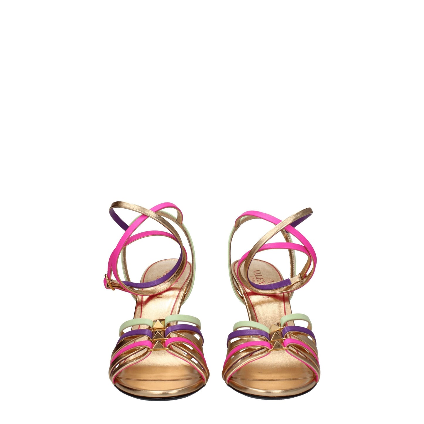 Multicolor Leather Stiletto Heels Sandals