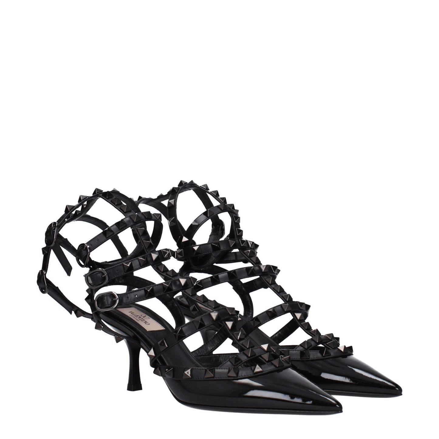 Black Leather Stiletto Heels Sandals