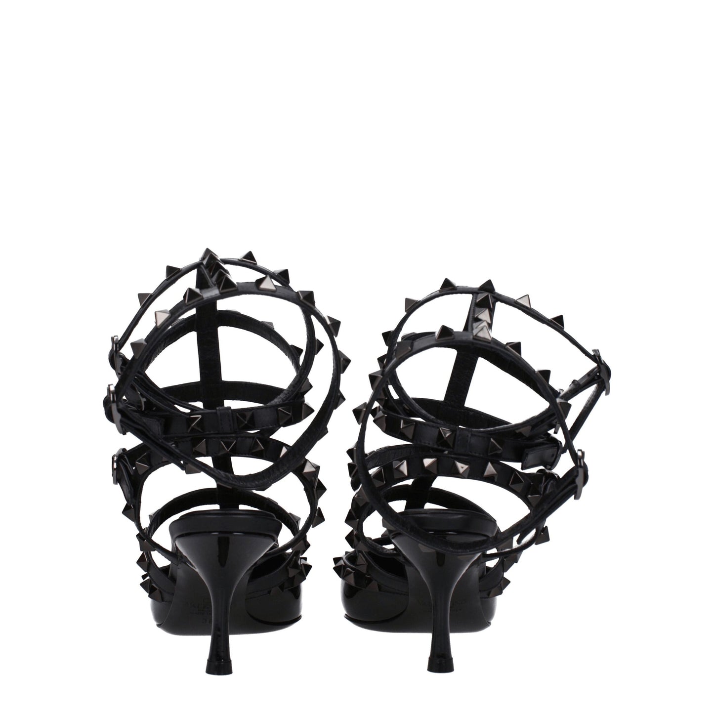 Black Leather Stiletto Heels Sandals