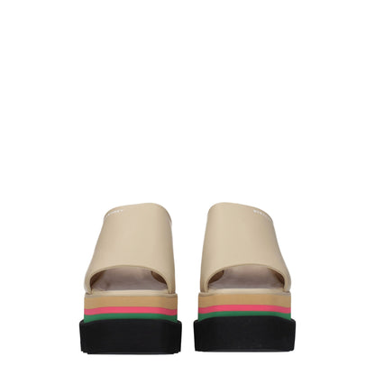 Beige Leather Slippers Sandals