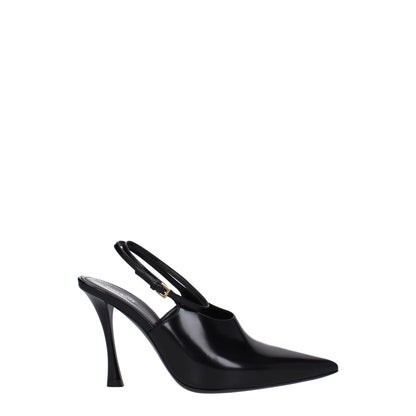 Black Leather High Heel Pumps