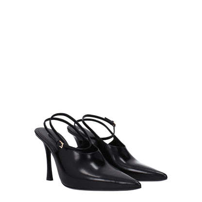 Black Leather High Heel Pumps