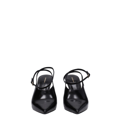 Black Leather High Heel Pumps
