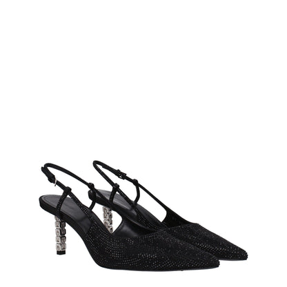 Black Fabric High Heel Pumps