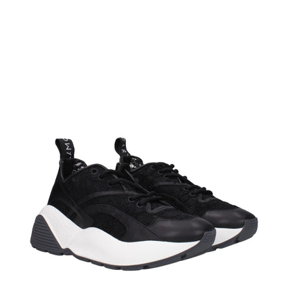 Black Fabric Chunky Sneakers