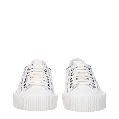 White Fabric Low Tops