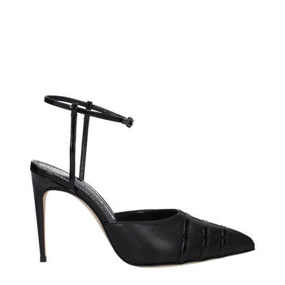 Black Leather High Heel Pumps