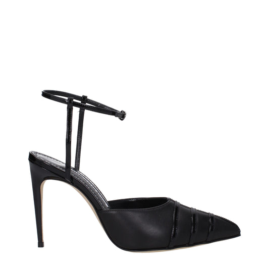 Black Leather High Heel Pumps
