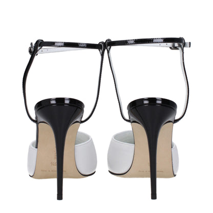 White Leather Stiletto Heels Sandals