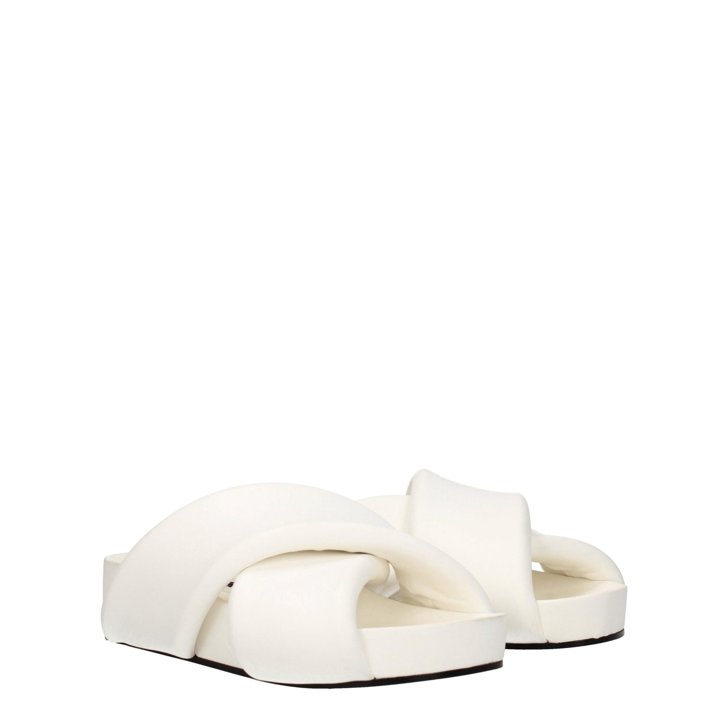 White Leather Slippers Sandals