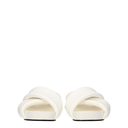 White Leather Slippers Sandals
