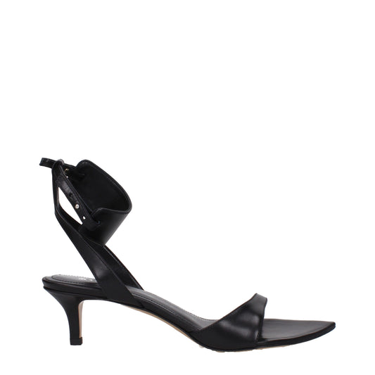 Black Leather Flat Sandals