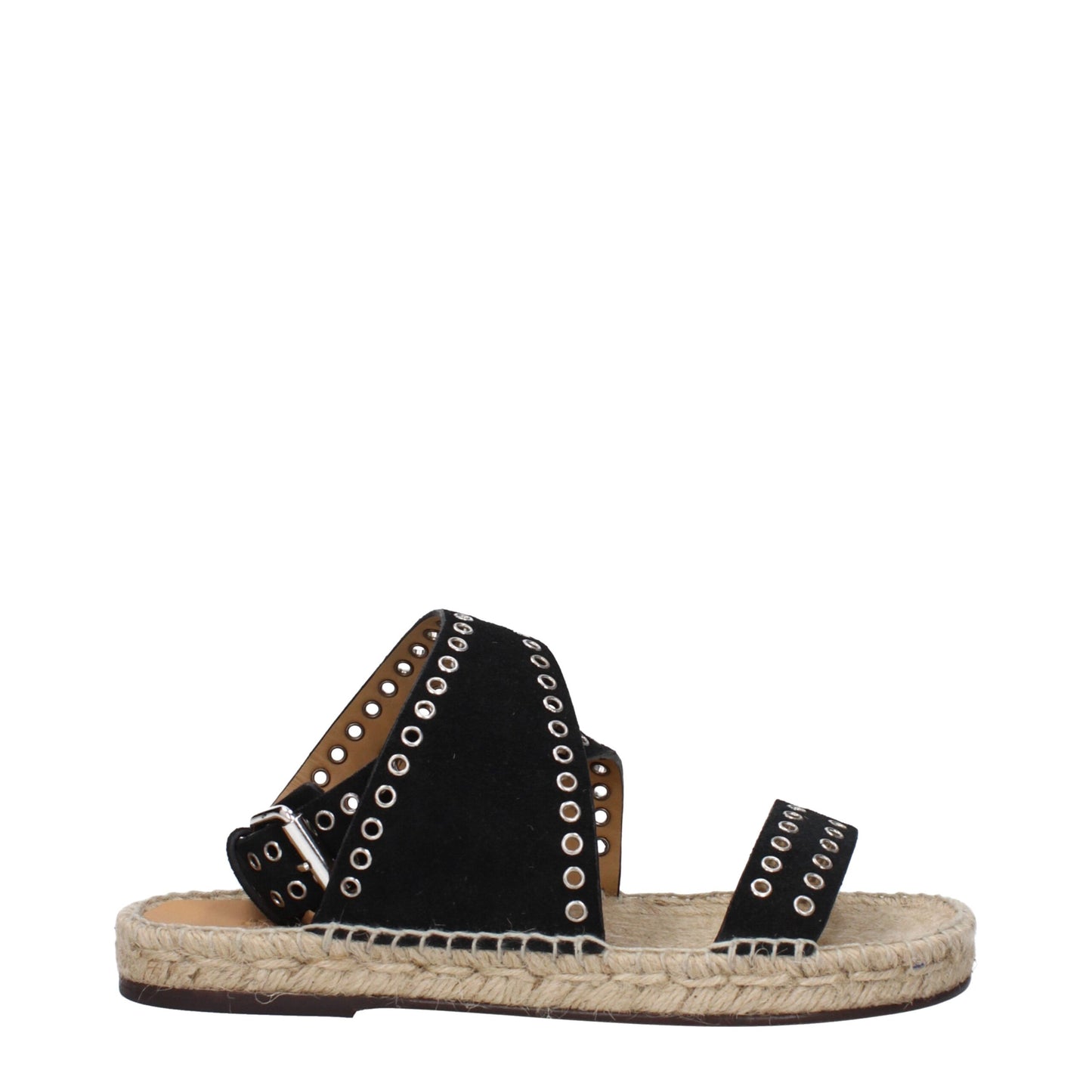 Black Leather Flat Sandals