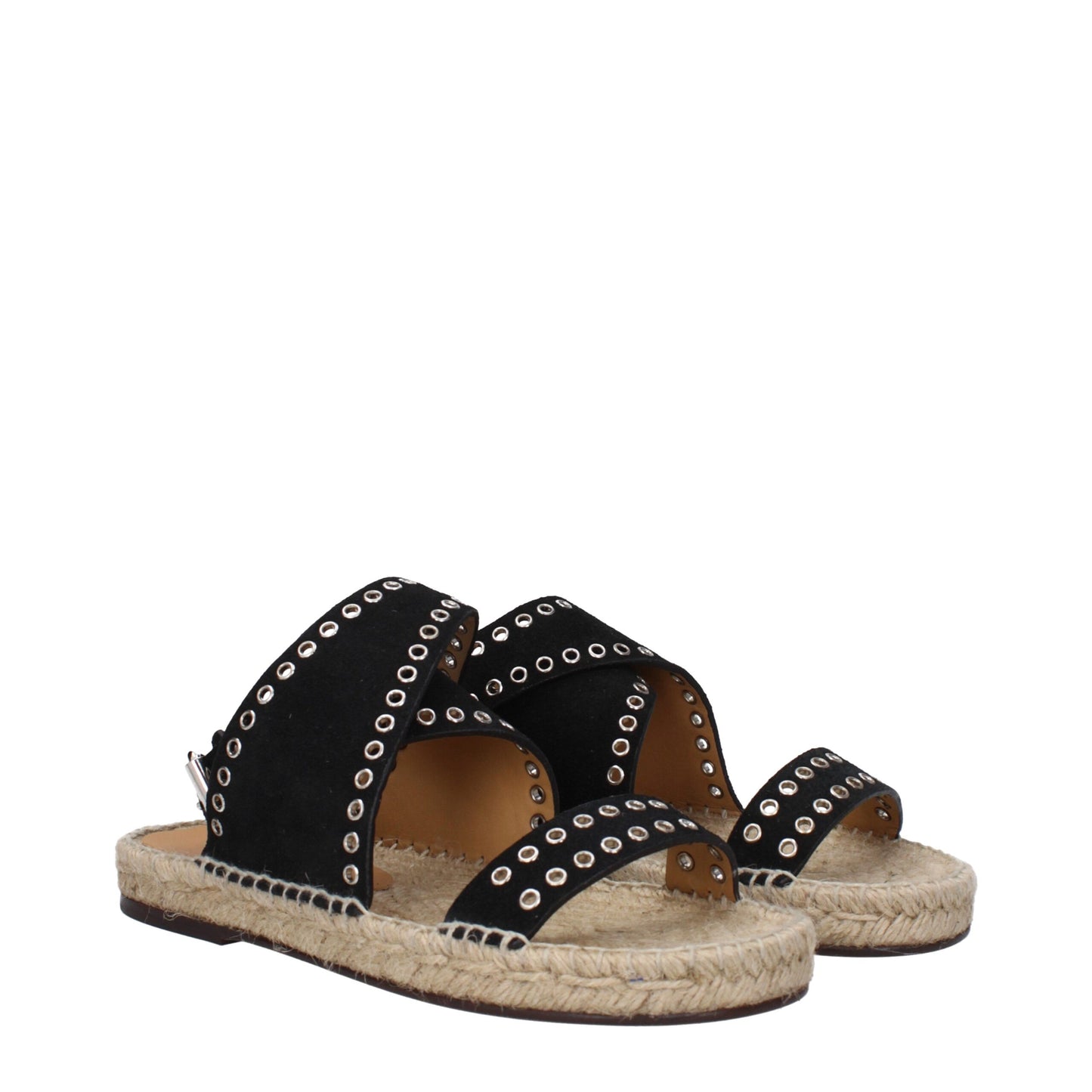 Black Leather Flat Sandals