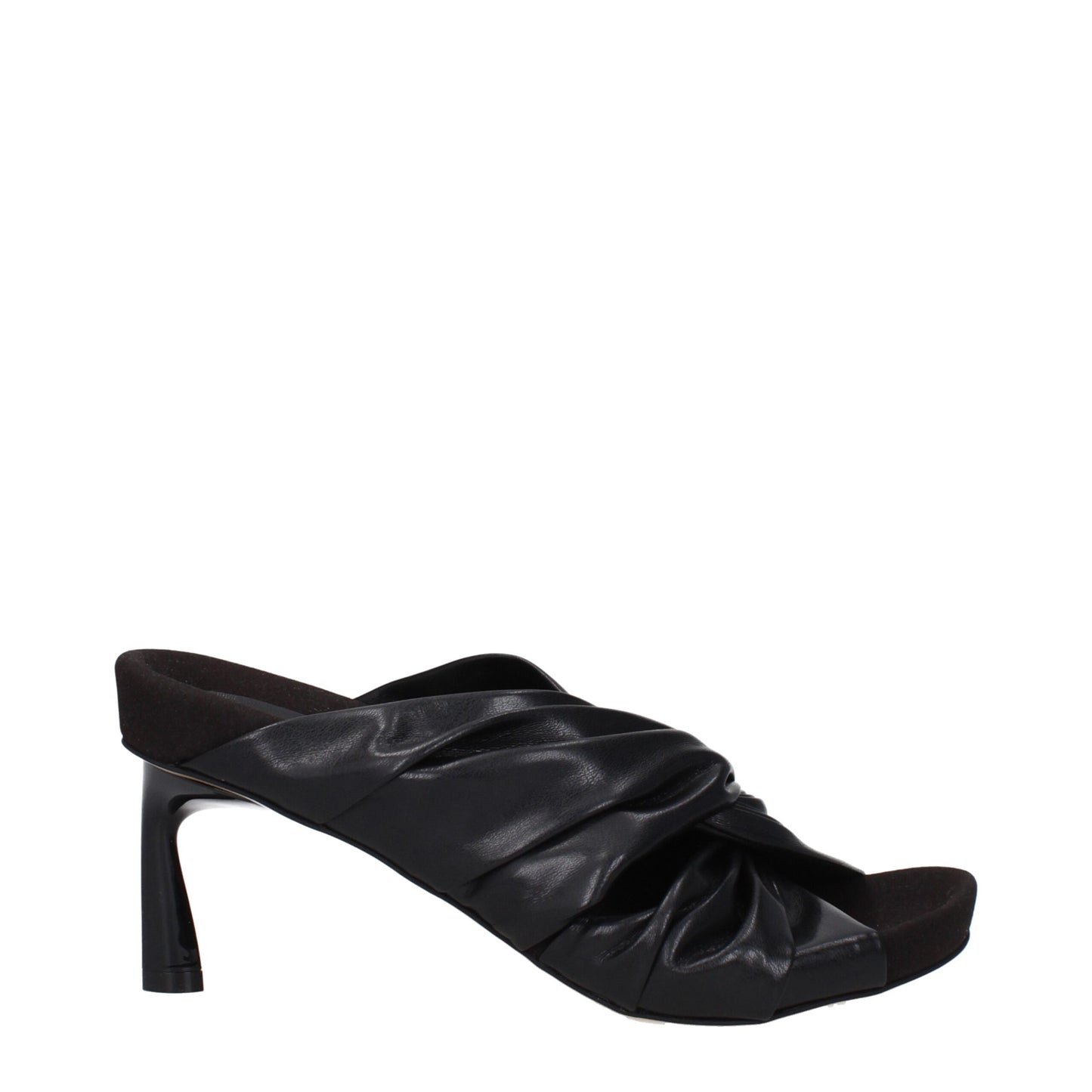 Black Leather Stiletto Heels Sandals