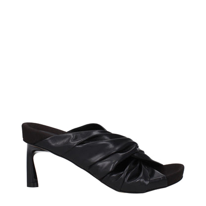 Black Leather Stiletto Heels Sandals