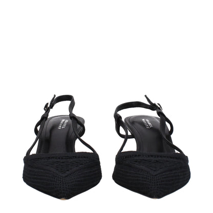 Black Fabric Mid Heel Pumps
