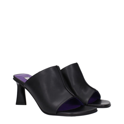 Black Leather Stiletto Heels Sandals