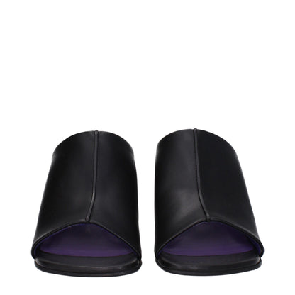 Black Leather Stiletto Heels Sandals