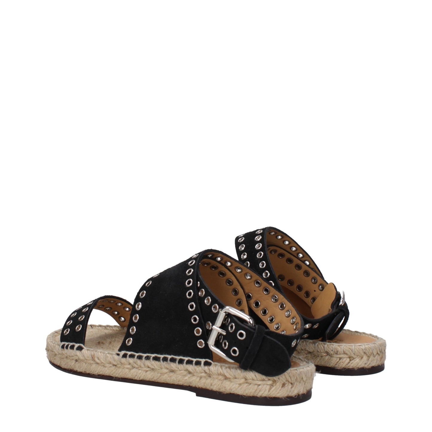 Black Leather Flat Sandals