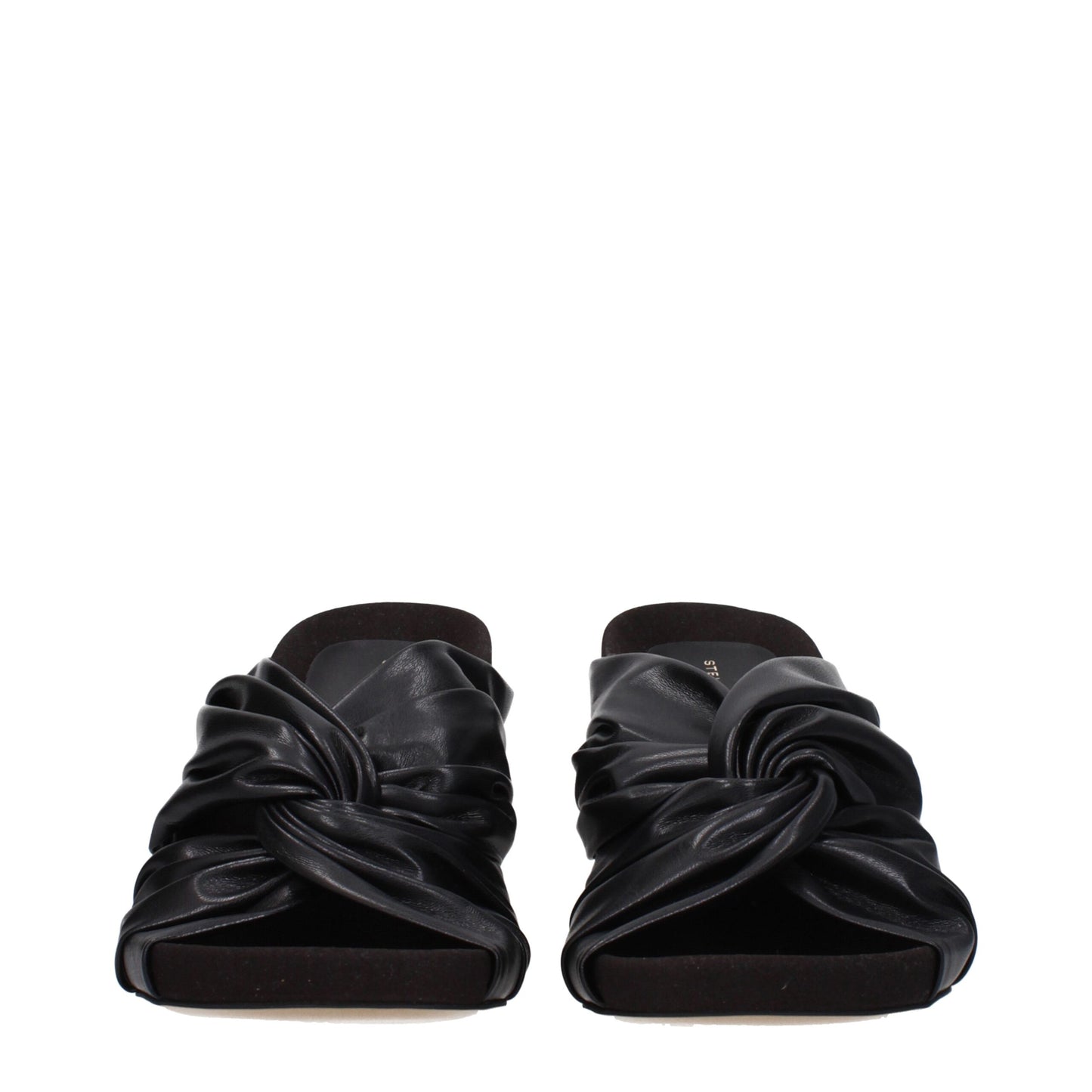 Black Leather Stiletto Heels Sandals
