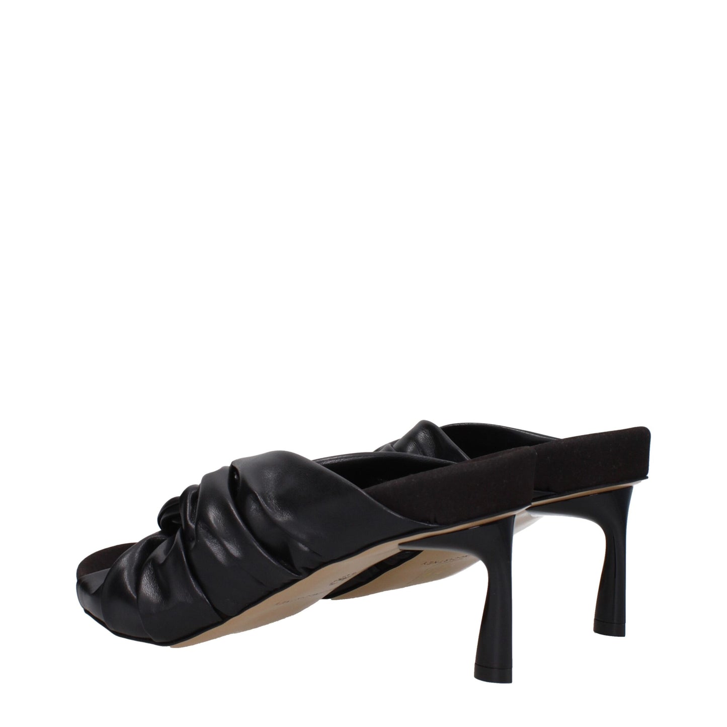 Black Leather Stiletto Heels Sandals