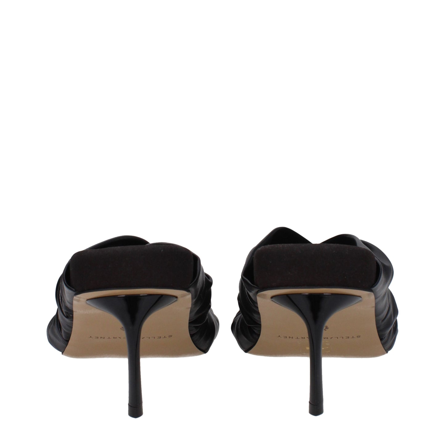 Black Leather Stiletto Heels Sandals