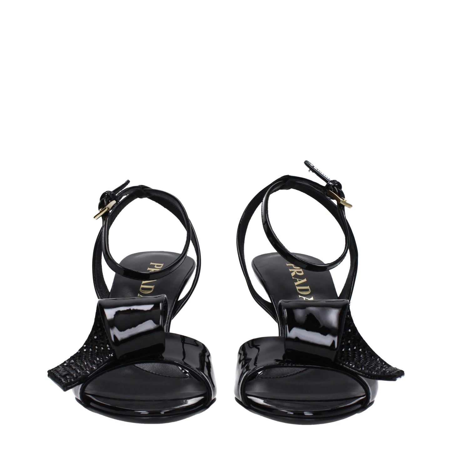 Black Leather Stiletto Heels Sandals