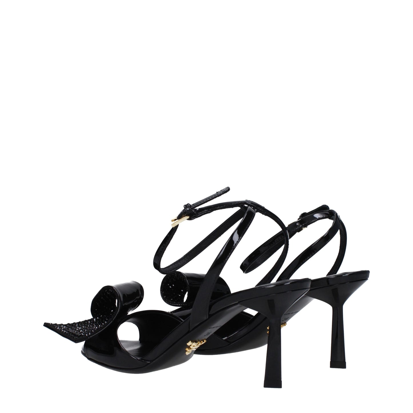 Black Leather Stiletto Heels Sandals