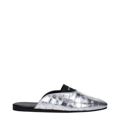 Gray Leather Slippers Sandals