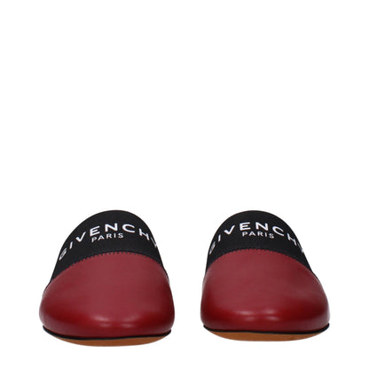 Red Leather Slippers Sandals